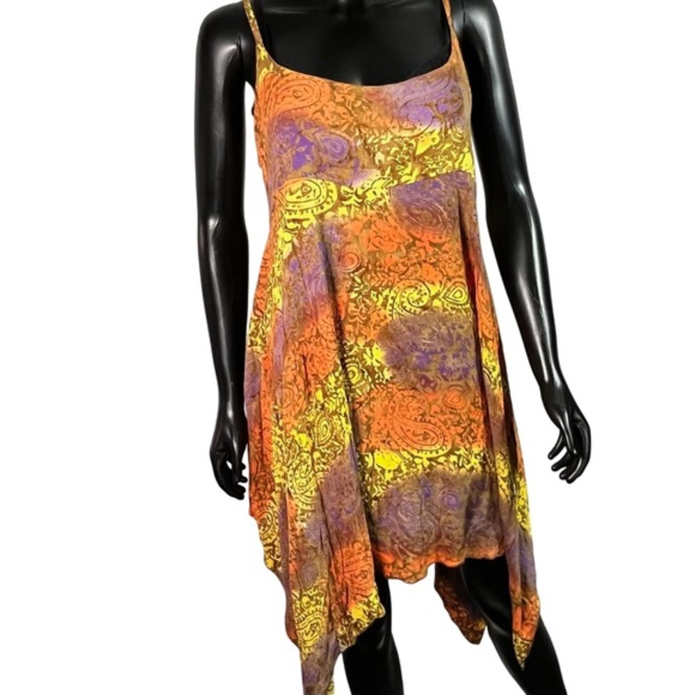 Simple People Paisley‎ Handkerchief Dress Sleeveless Casual Summer Orange Purple